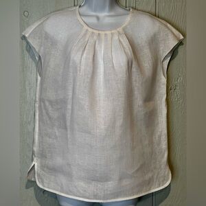 ANN MASHBURN Linen Cream Pleated Blouse